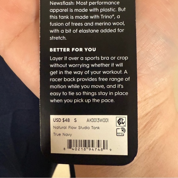 allbirds natural flow athletic tank top blue size small - Picture 9 of 10
